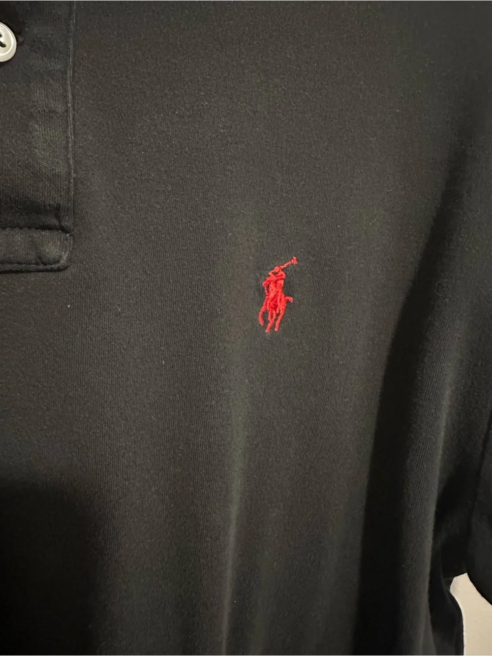 Ralph Lauren Black Polo with Red Pony Embroidery - Size Small